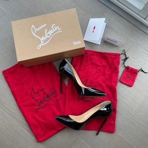 Christian Louboutin Pigalle Follies Black Patent Leather Pump Size: 38.5 / 8.5